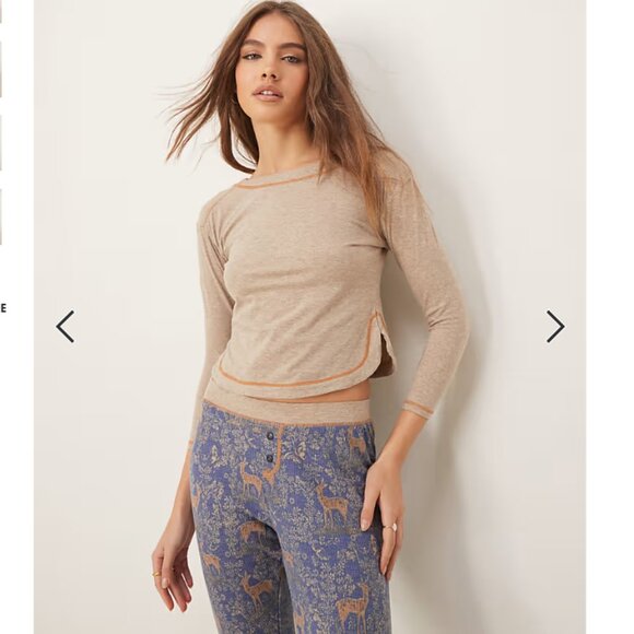 NEW FREE PEOPLE 2pc Chill Evening Pajamas Set in Night Sky for women 1125 3s2 - Picture 4 of 4